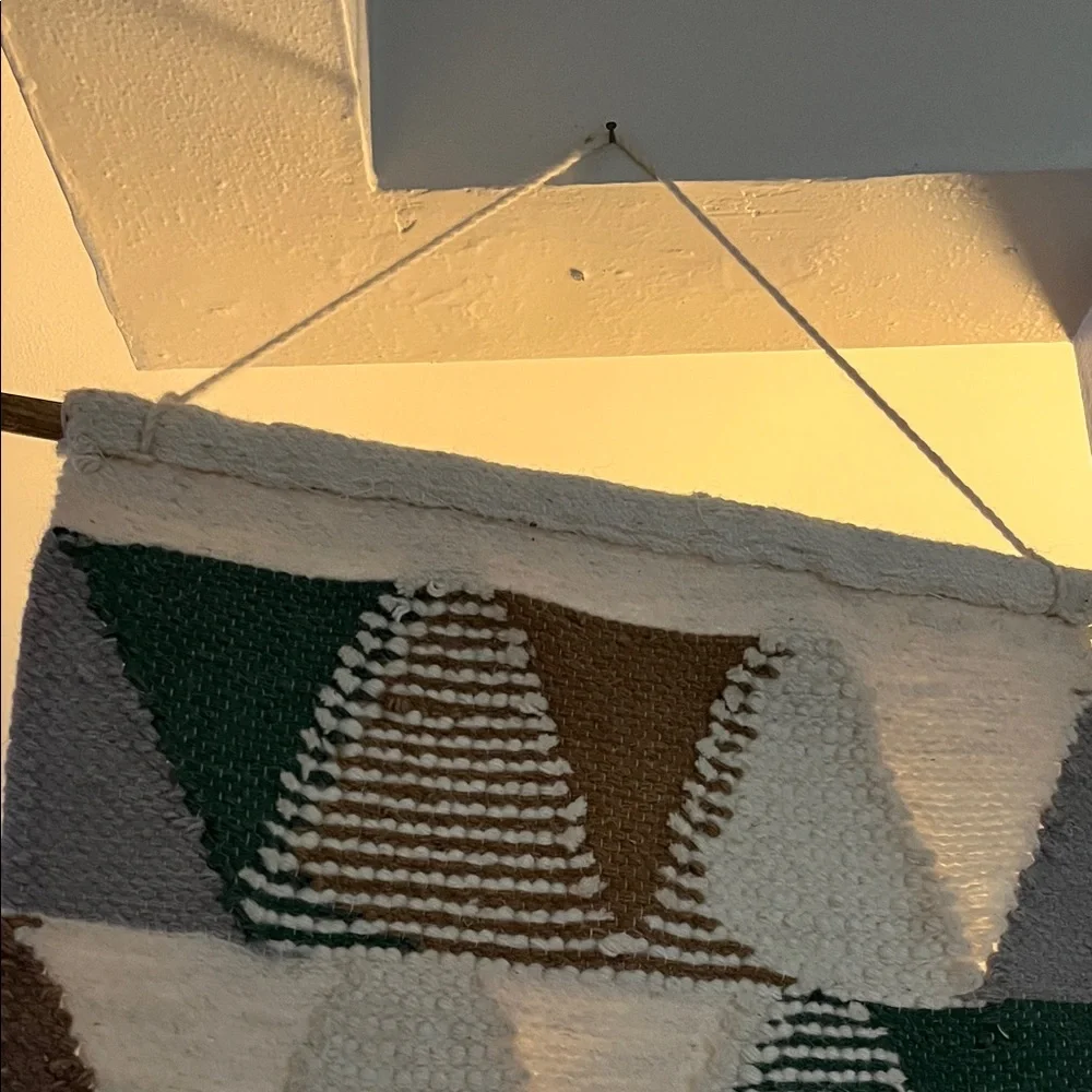 Geometric Wall Hanging - White, Green, Brown
